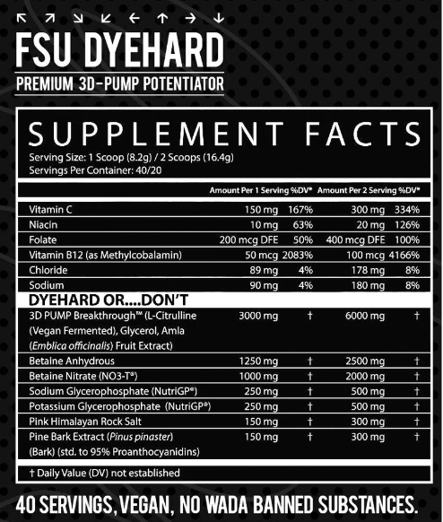 FSU Dyehard Non-Stim Pump Pre